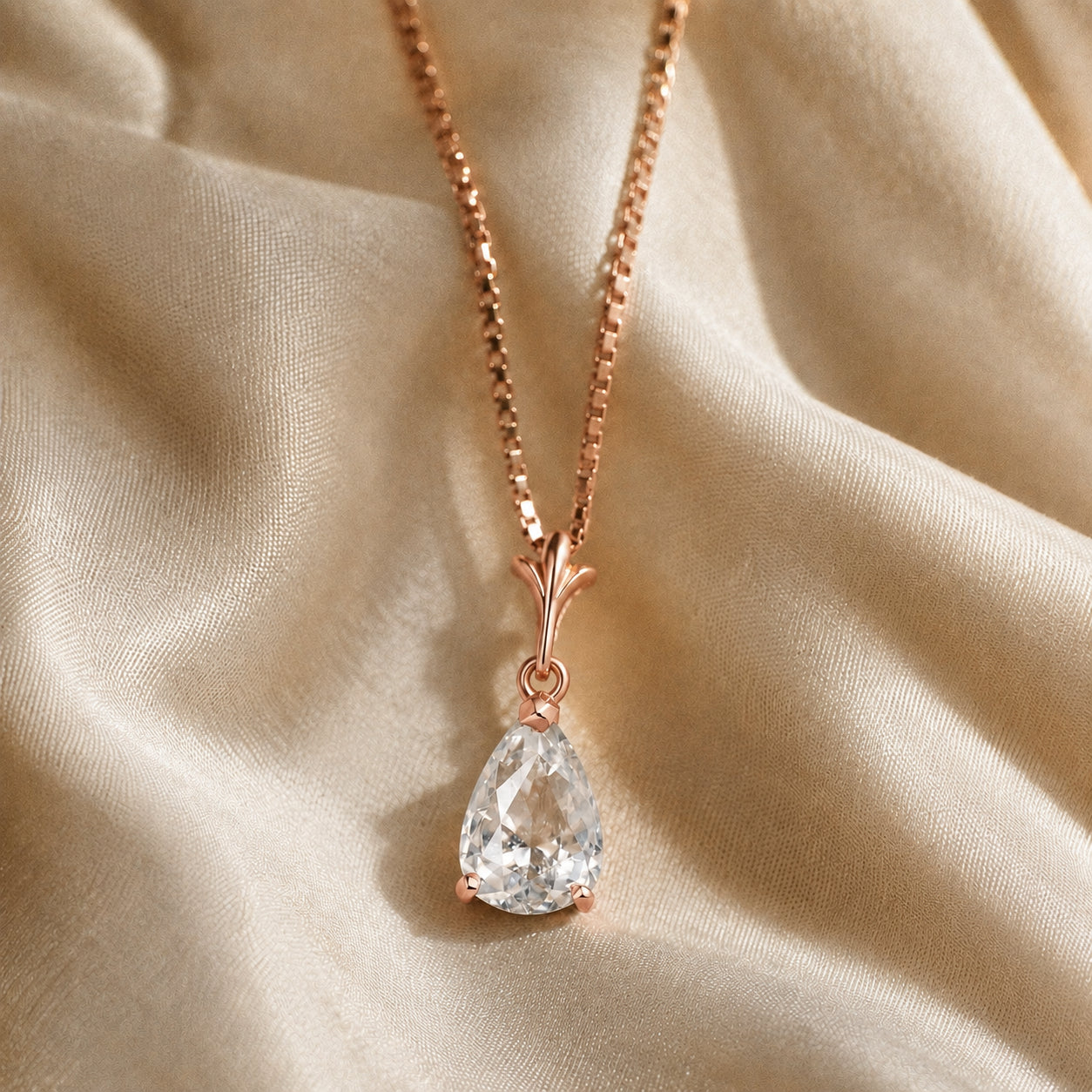 Rose Gold Rose Necklace Emerald 10K — Silvana