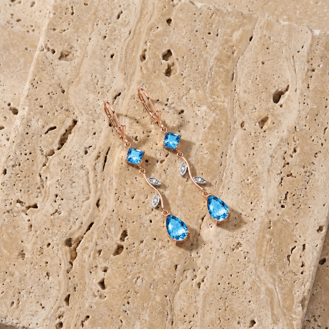 Rose Gold Blue Topaz & Diamond — Elettra