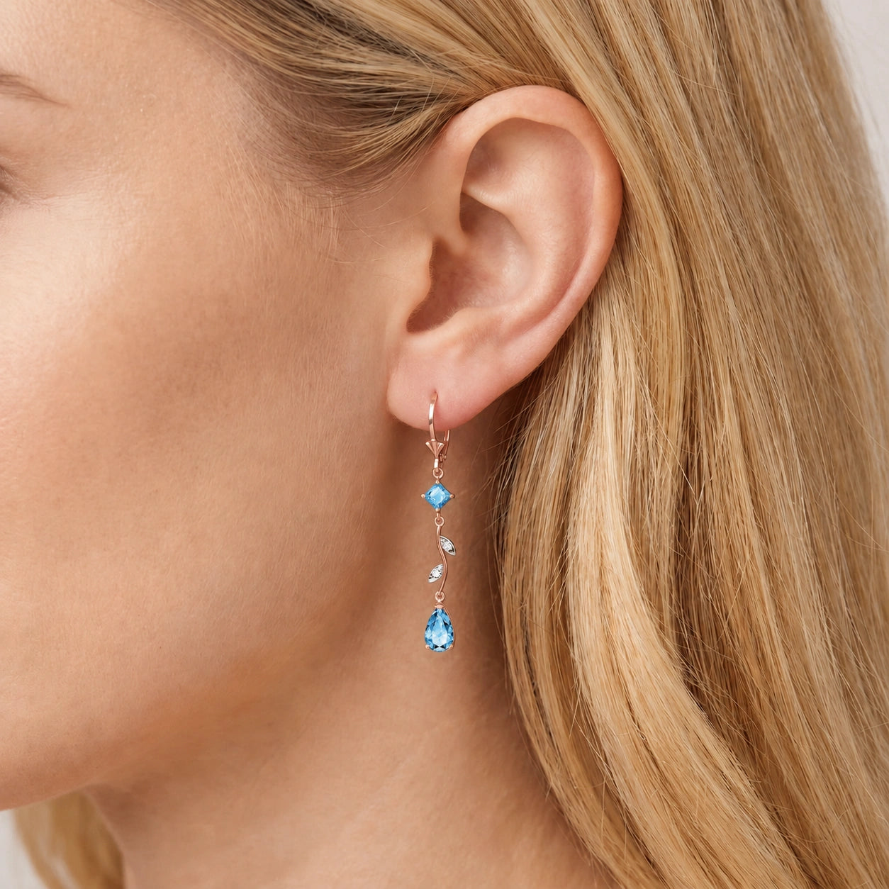 Rose Gold Blue Topaz & Diamond — Elettra
