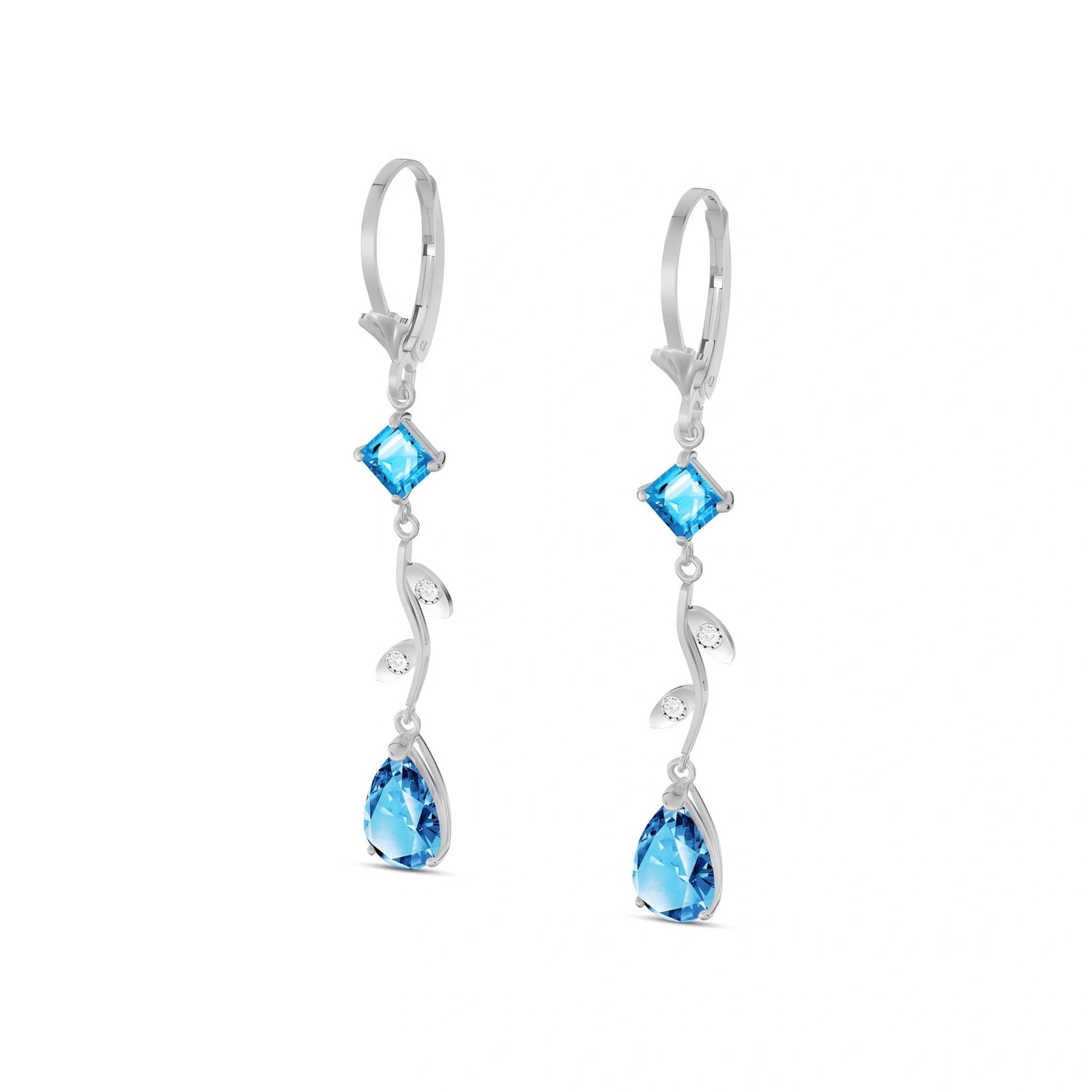 White Gold Blue Topaz & Diamond — Elettra