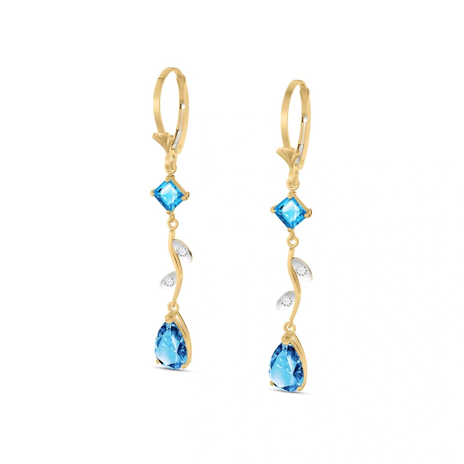 Yellow Gold Blue Topaz & Diamond — Elettra