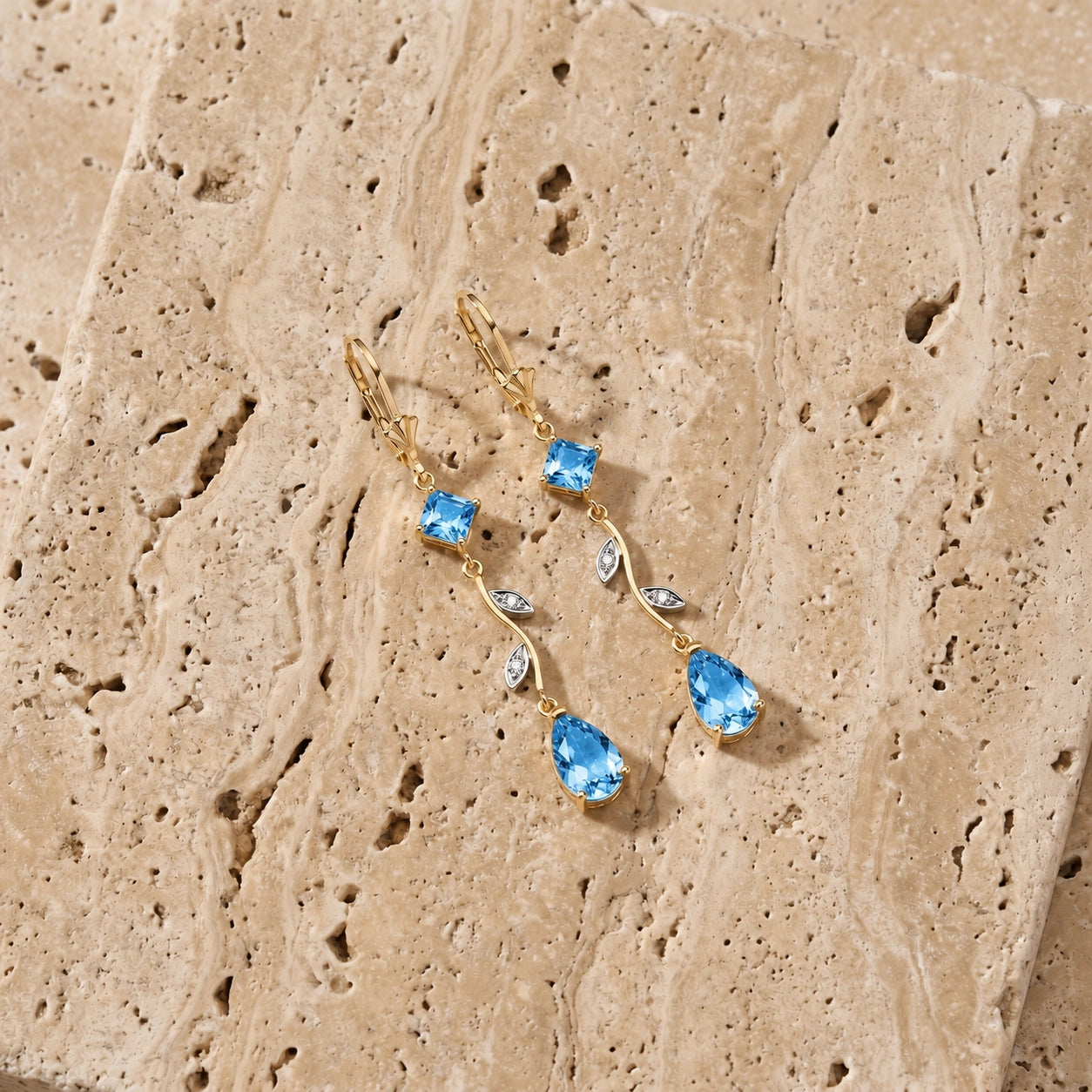Yellow Gold Blue Topaz & Diamond — Elettra