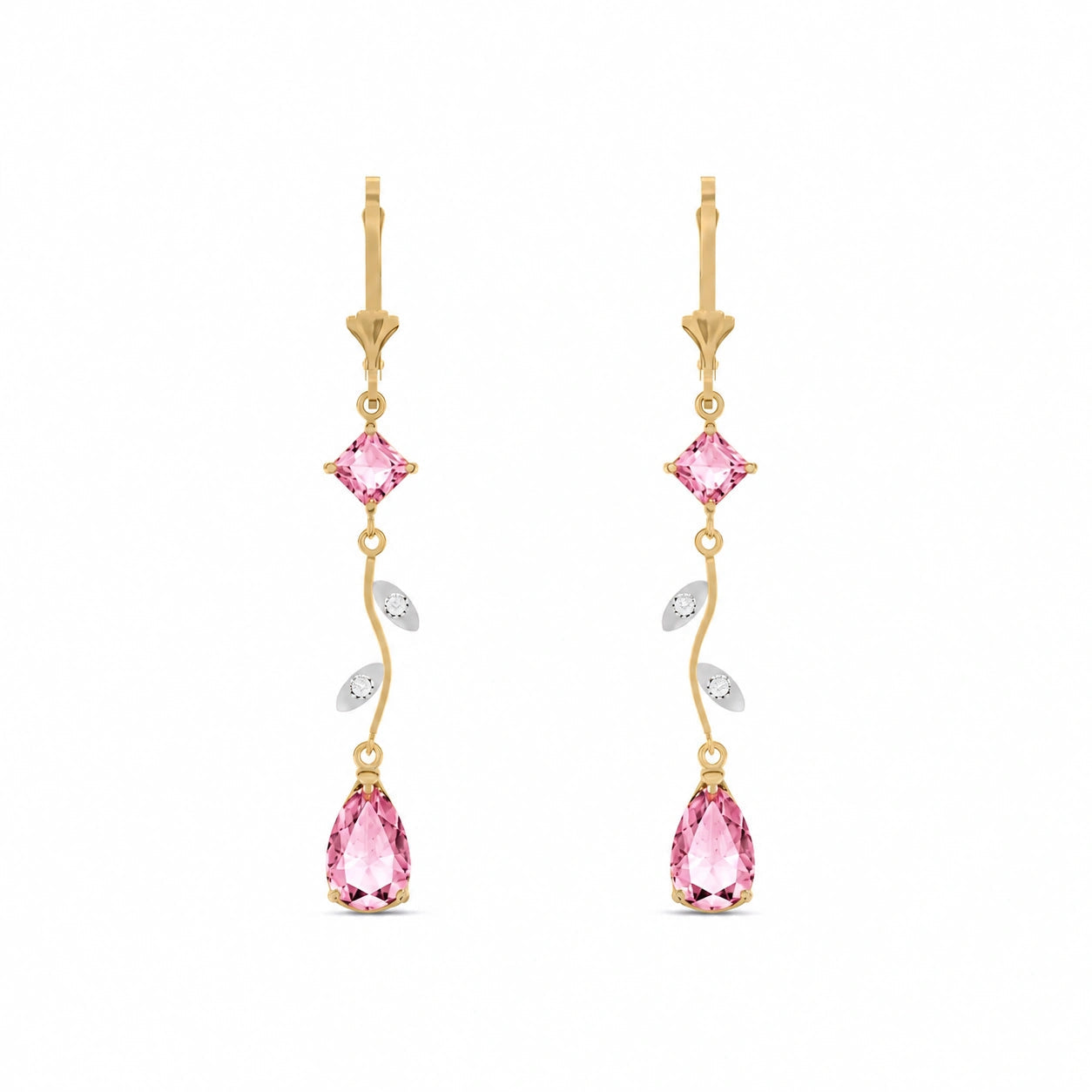 Yellow Gold Pink Topaz & Diamond — Elettra
