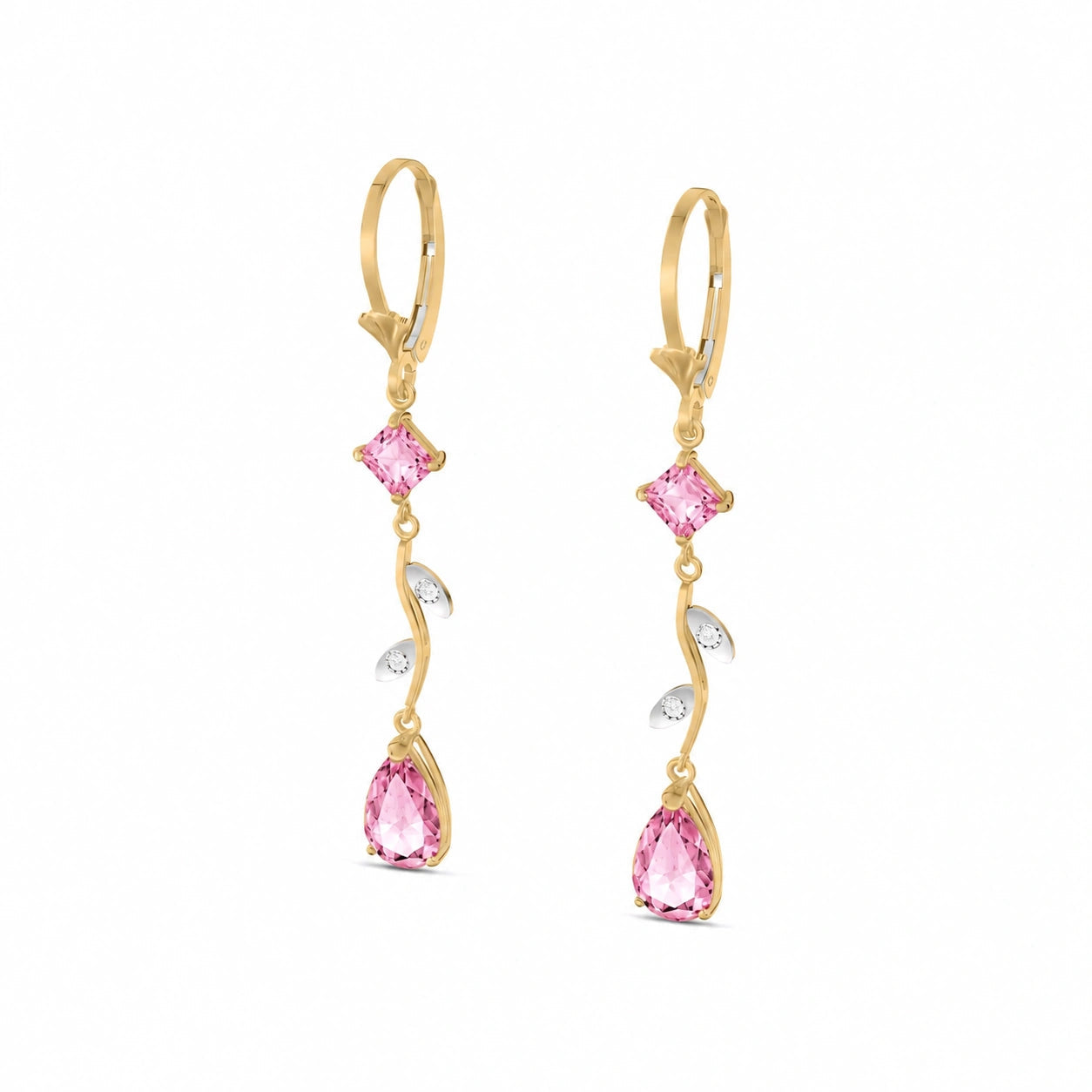 Yellow Gold Pink Topaz & Diamond — Elettra