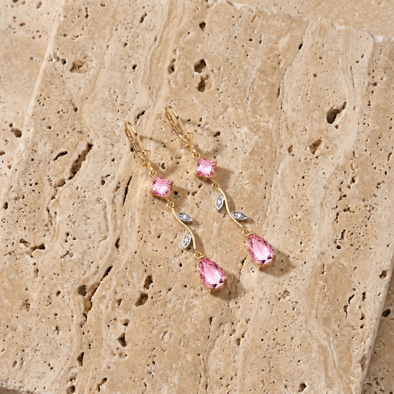 Yellow Gold Pink Topaz & Diamond — Elettra