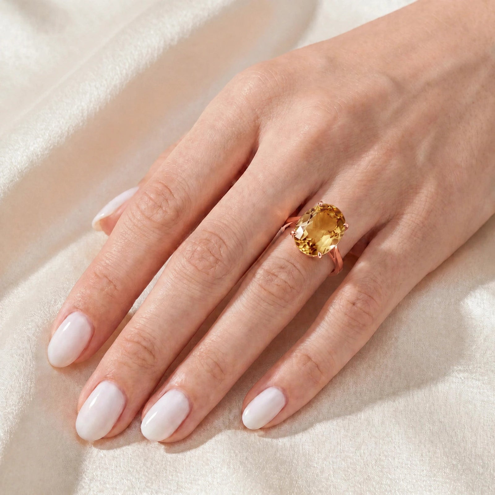 Rose Gold Rose Ring Citrine 10K — Elisa