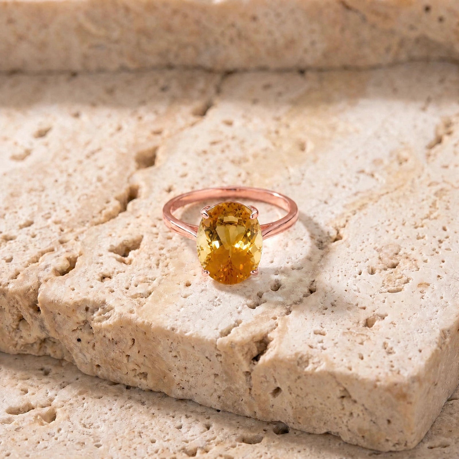 Rose Gold Rose Ring Citrine 10K — Elisa