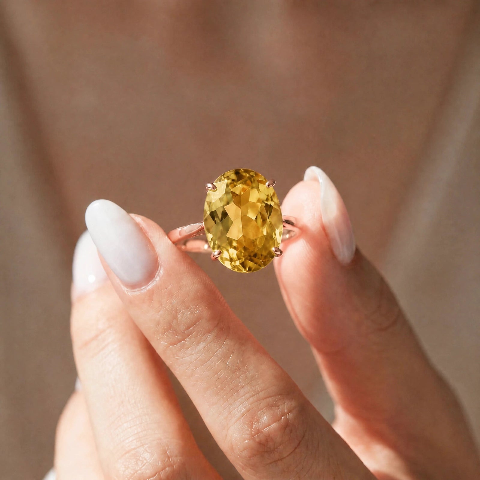 Rose Gold Rose Ring Citrine 10K — Elisa