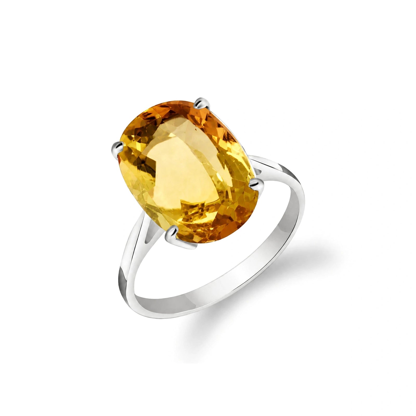 White Gold Rose Ring Citrine 10K — Elisa