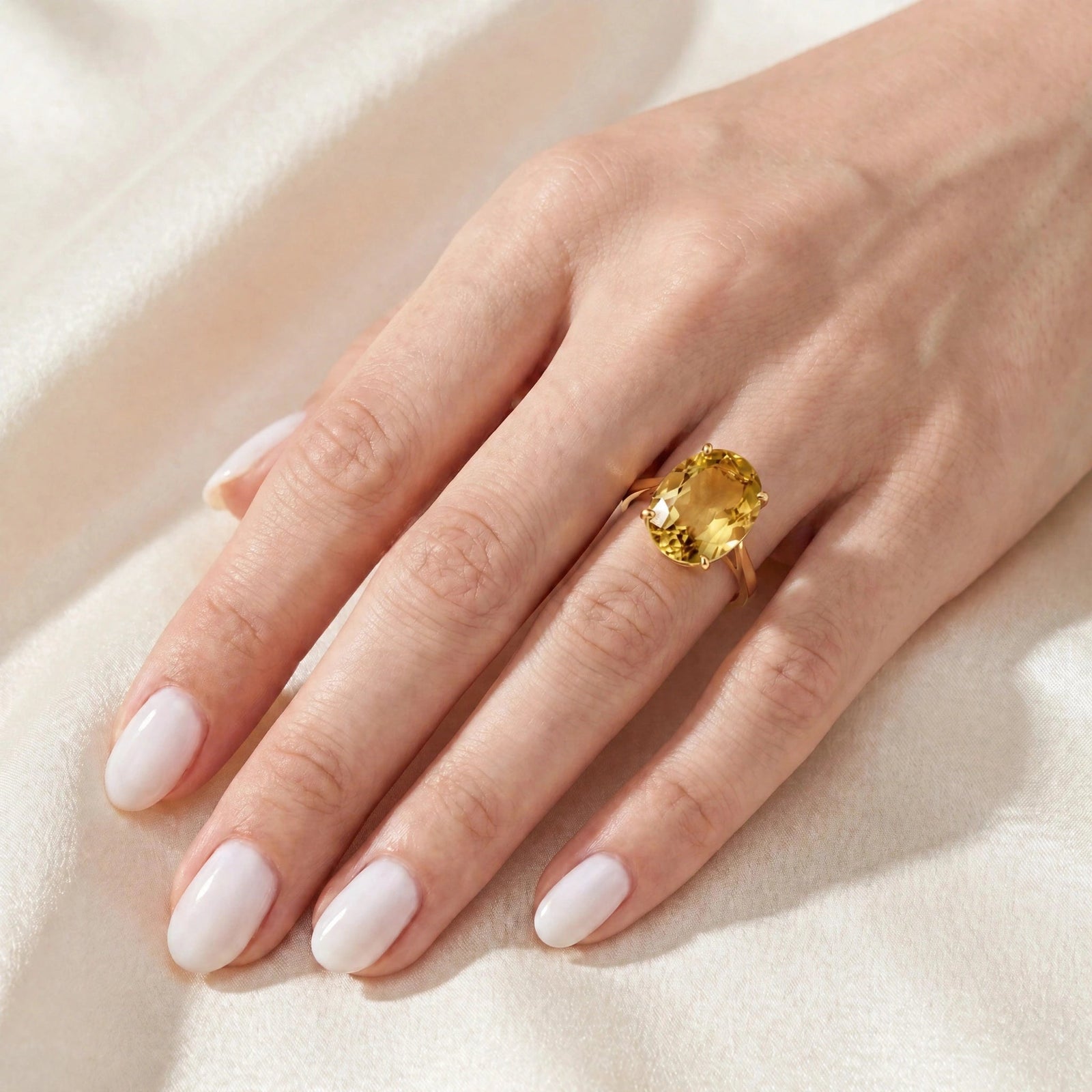 Yellow Gold Rose Ring Citrine 10K — Elisa