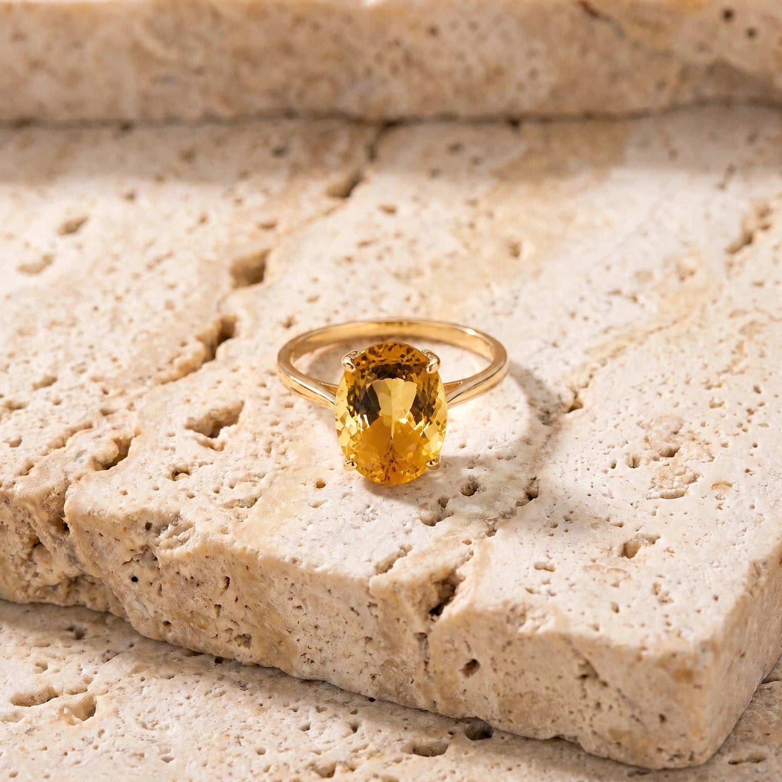 Yellow Gold Rose Ring Citrine 10K — Elisa