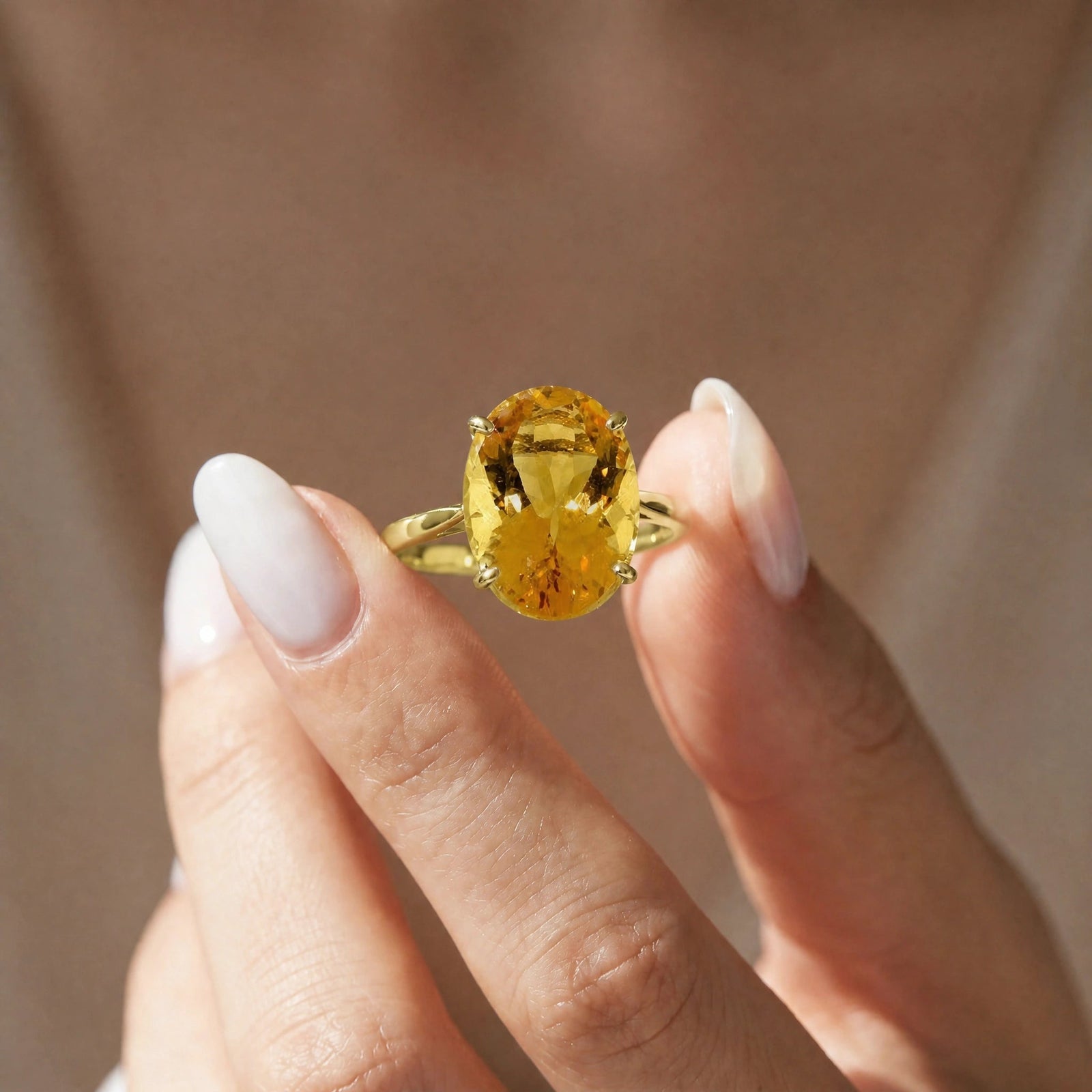 Yellow Gold Rose Ring Citrine 10K — Elisa