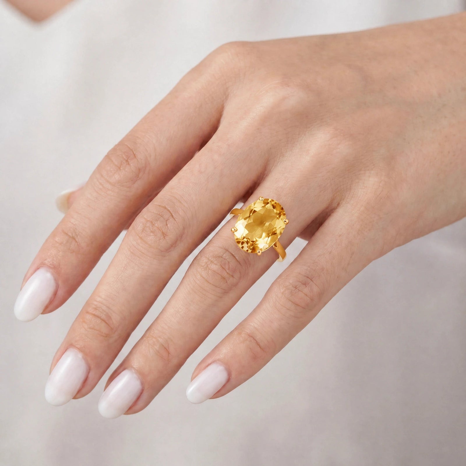 Yellow Gold Rose Ring Citrine 10K — Elisa