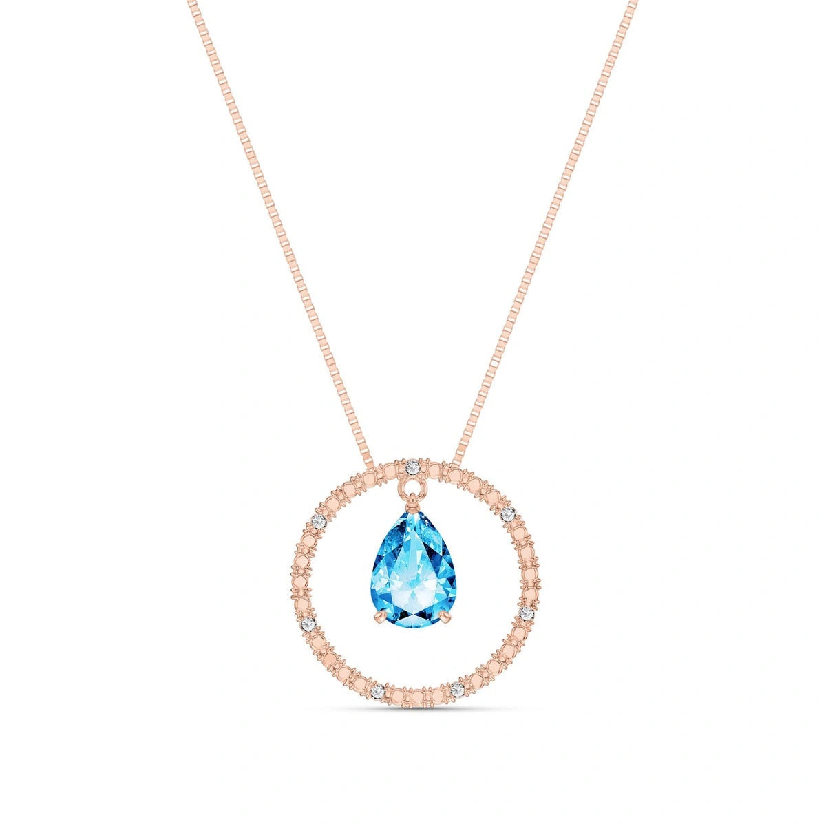 Rose Gold Blue Topaz & Diamond — Arnalda
