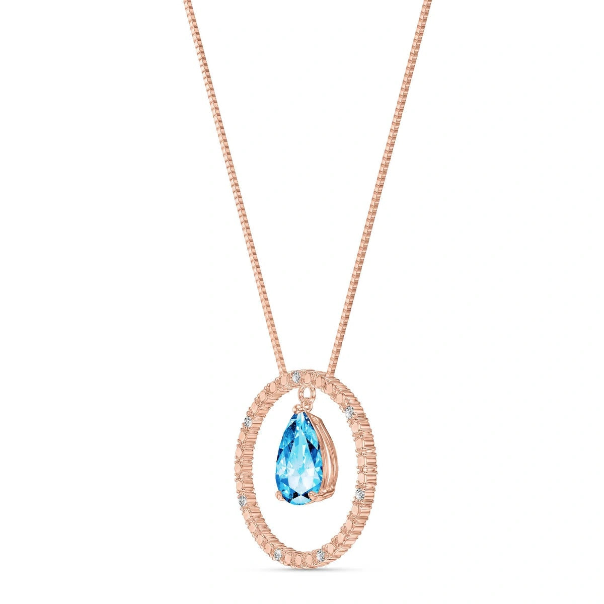 Rose Gold Blue Topaz & Diamond — Arnalda