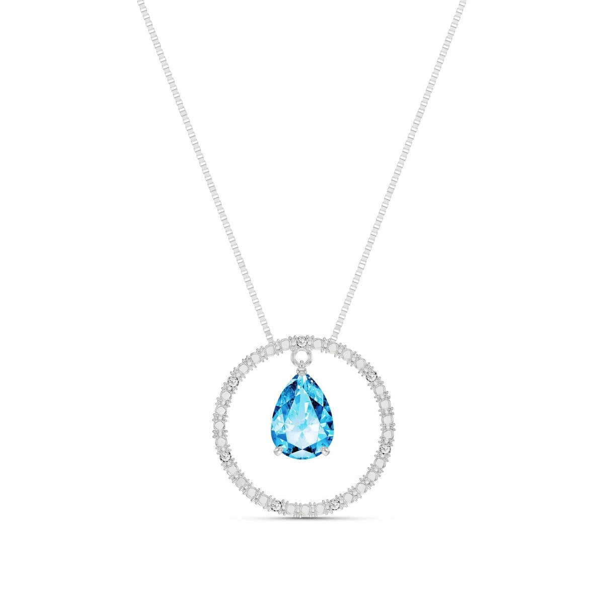 White Gold Blue Topaz & Diamond — Arnalda