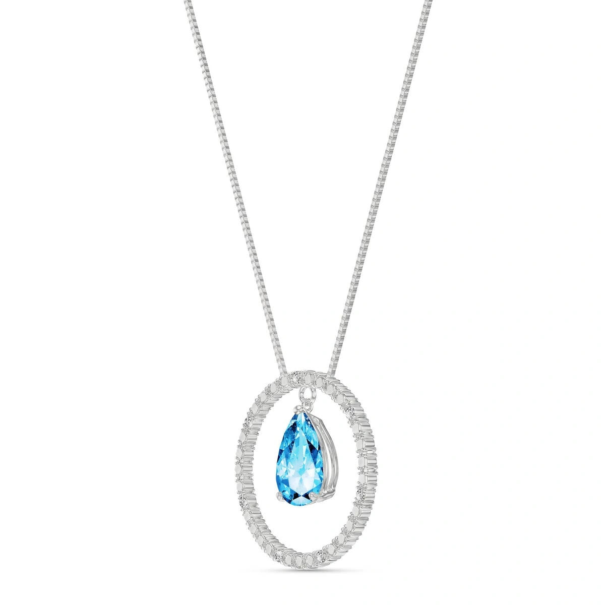 White Gold Blue Topaz & Diamond — Arnalda