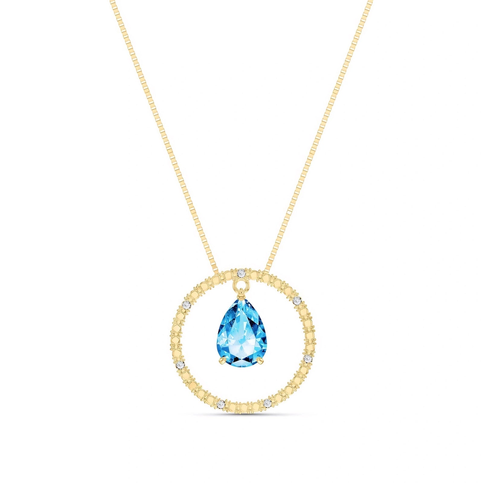 Yellow Gold Blue Topaz & Diamond — Arnalda
