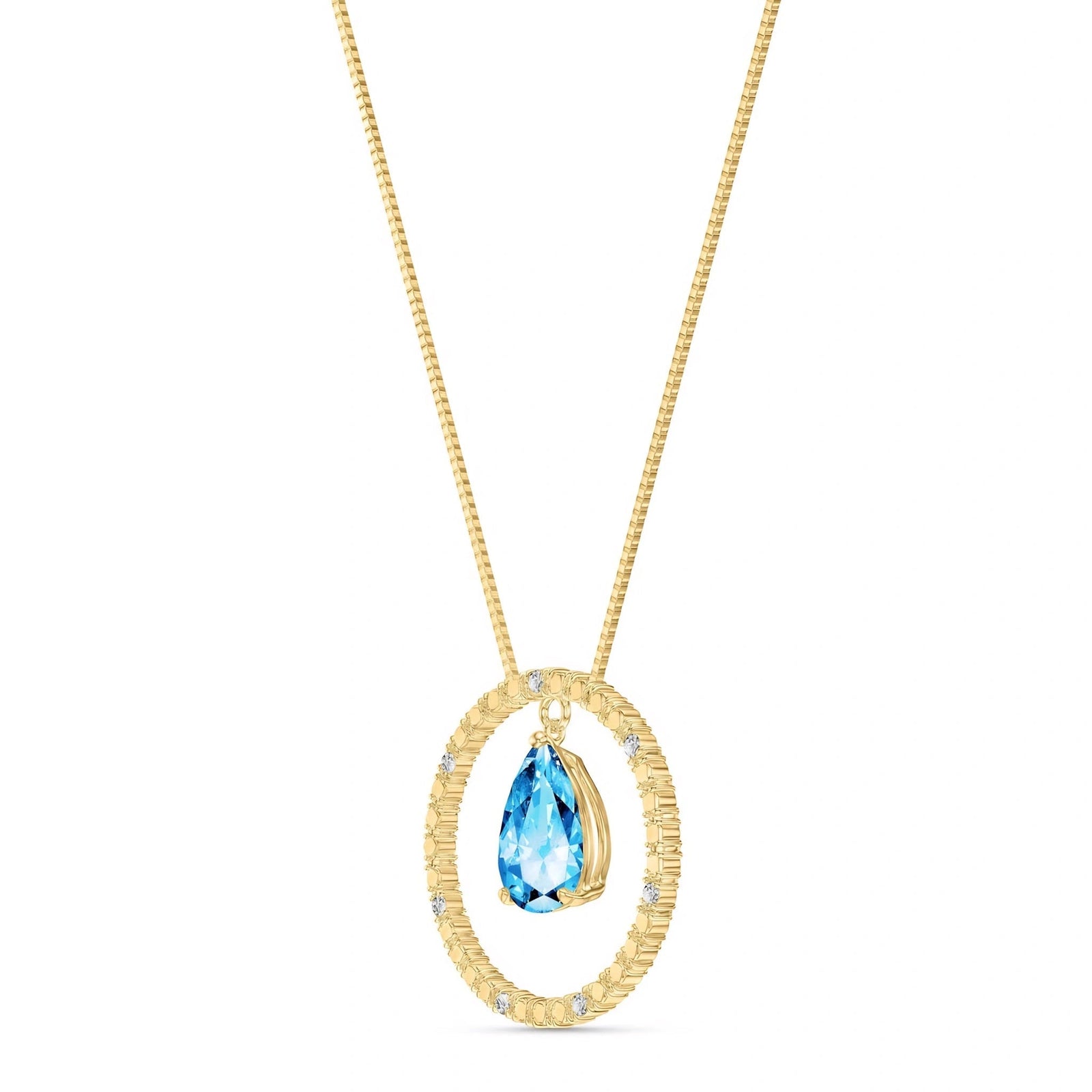 Yellow Gold Blue Topaz & Diamond — Arnalda
