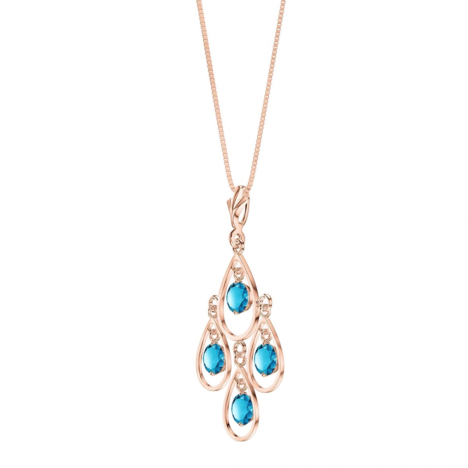 Rose Gold Vintage Necklace Blue Topaz 10K — Elisabetta