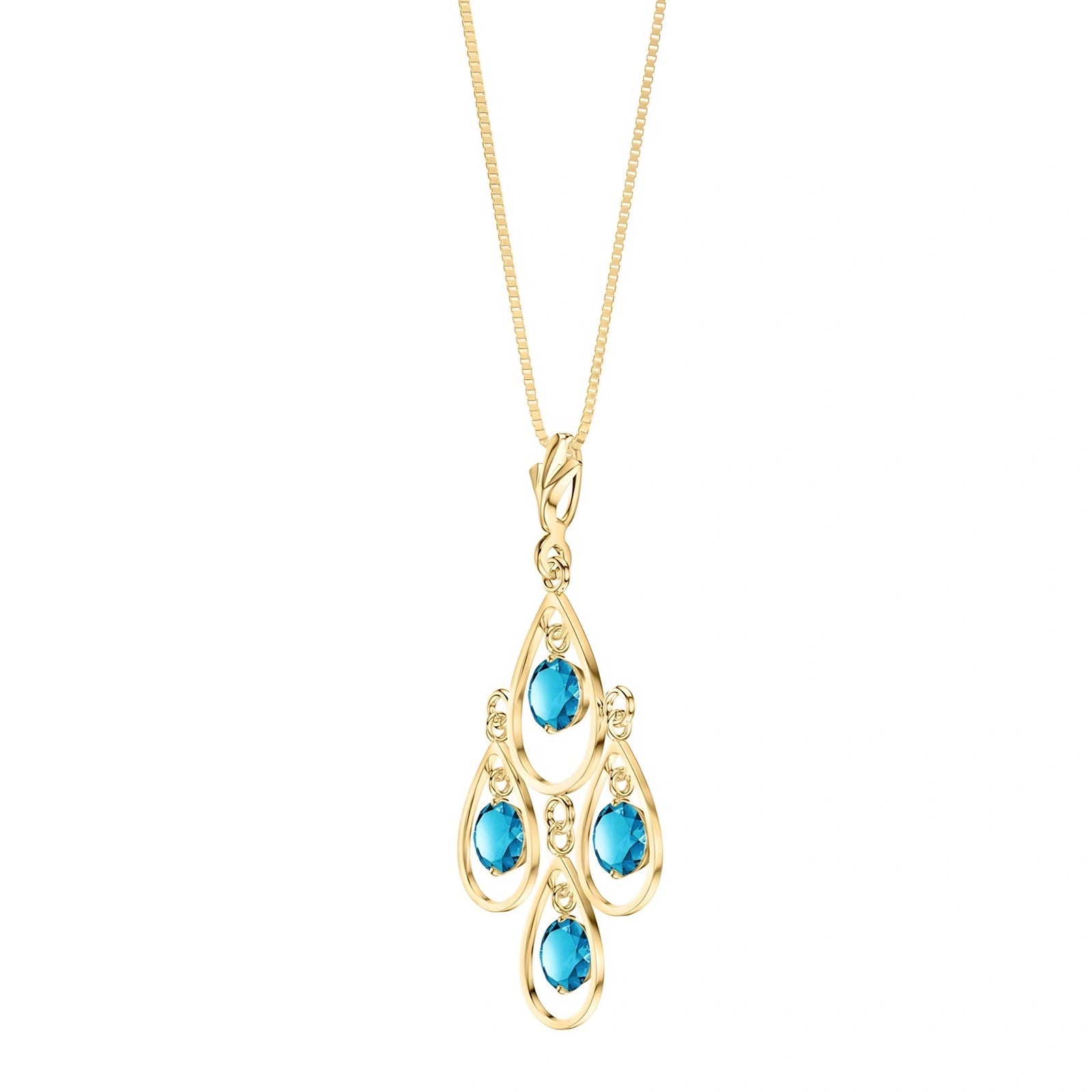 Yellow Gold Vintage Necklace Blue Topaz 10K — Elisabetta
