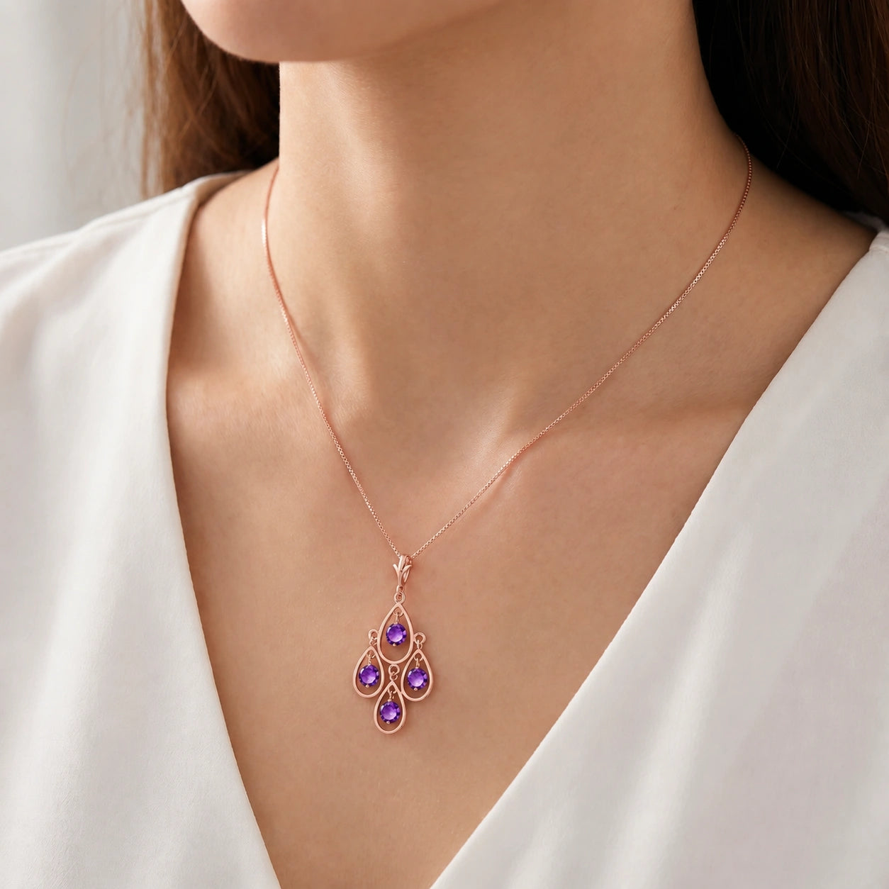 Rose Gold Vintage Necklace Amethyst 10K — Elisabetta