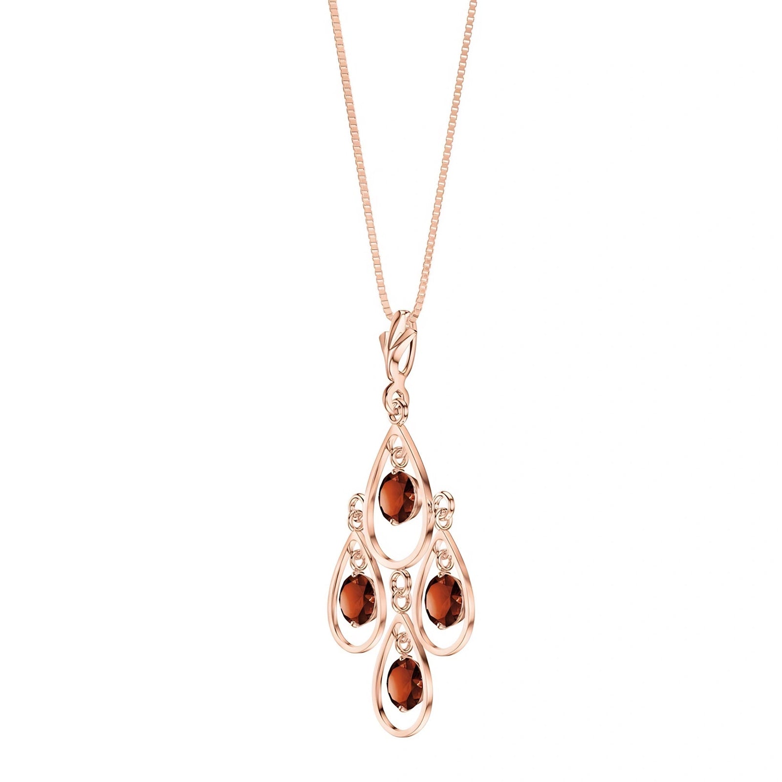 Rose Gold Vintage Necklace Garnet 10K — Elisabetta