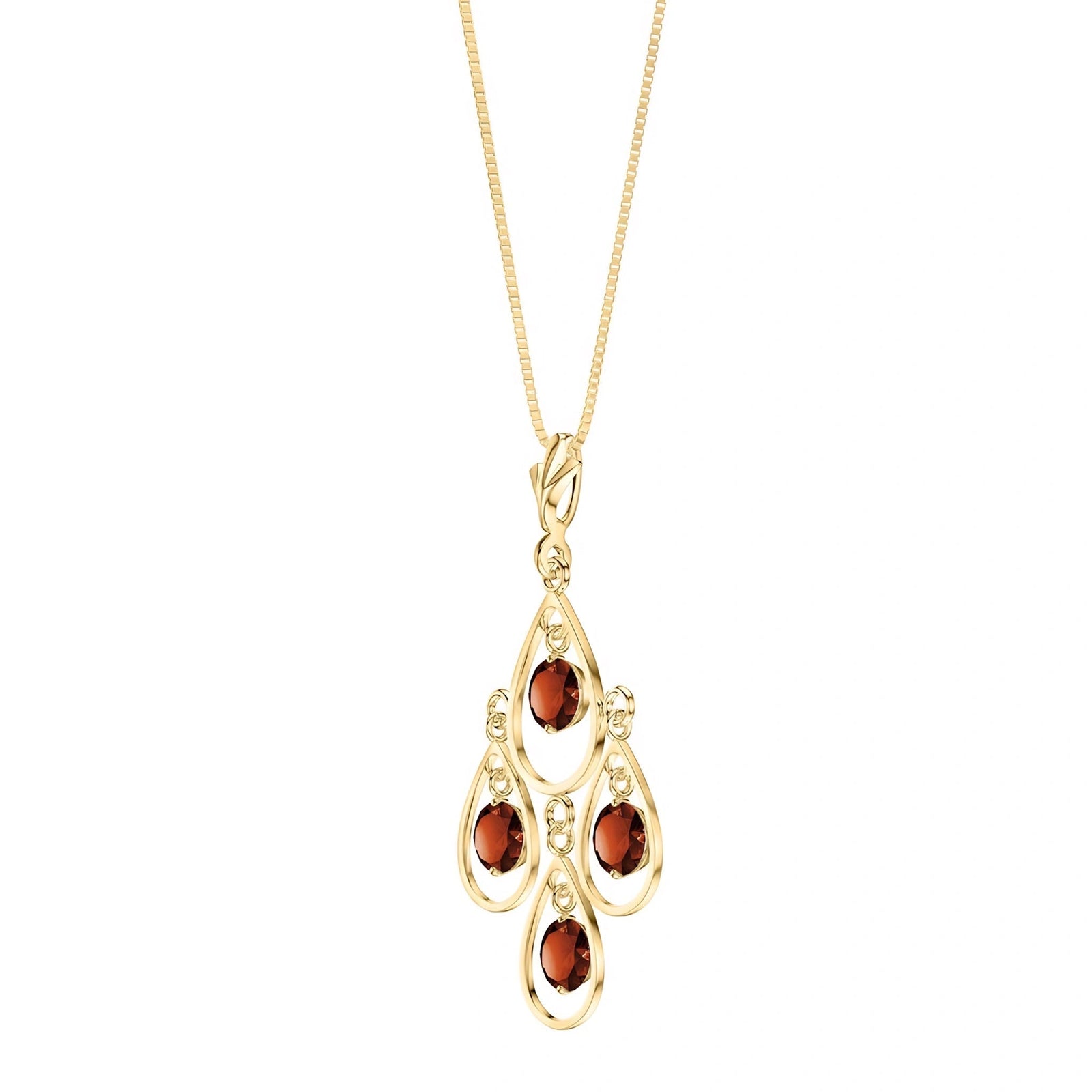 Yellow Gold Vintage Necklace Garnet 10K — Elisabetta