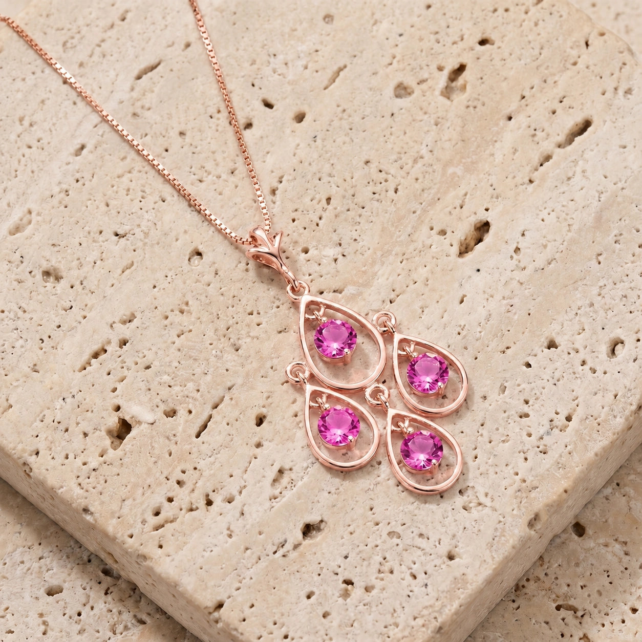Rose Gold Vintage Necklace Pink Topaz 10K — Elisabetta