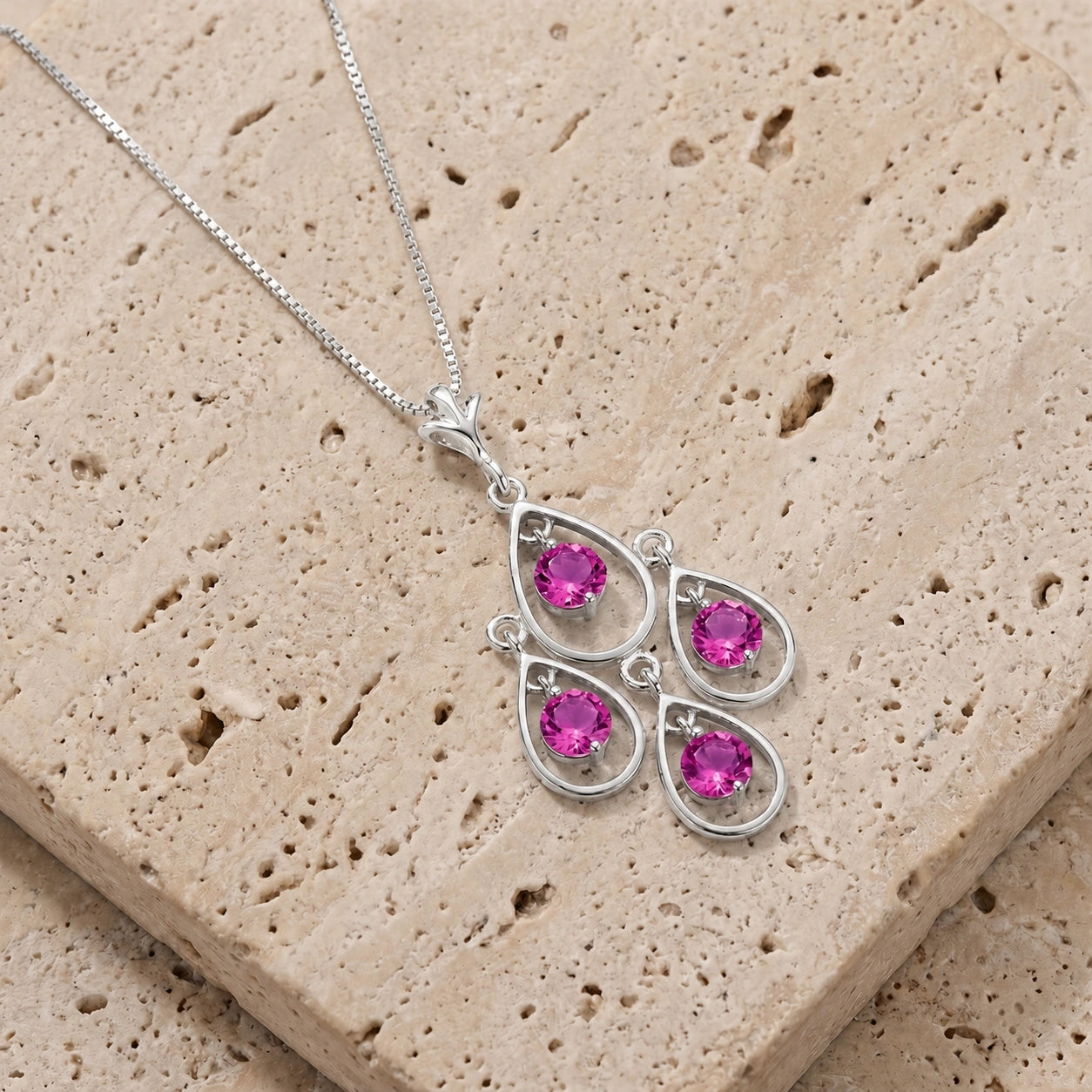 White Gold Vintage Necklace Pink Topaz 10K — Elisabetta