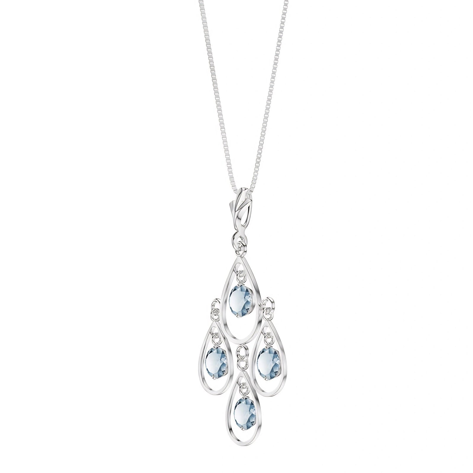 White Gold Vintage Necklace Aquamarine 10K — Elisabetta