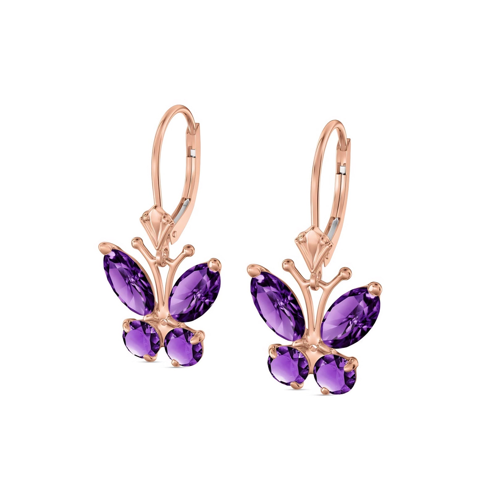 Rose Gold Aura Earrings Amethyst 10K — Luciana