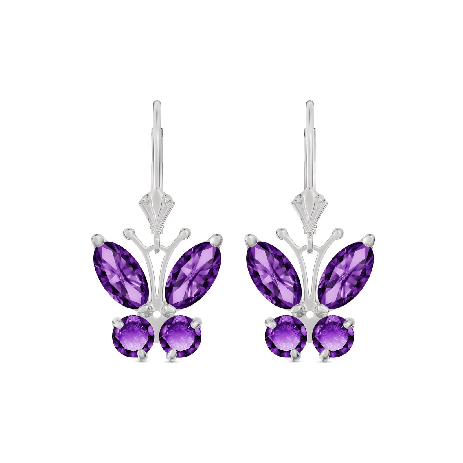 White Gold Aura Earrings Amethyst 10K — Luciana