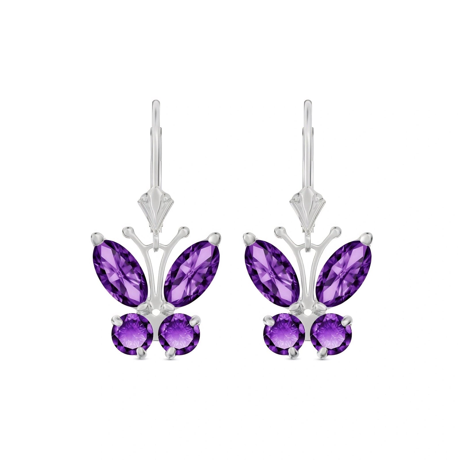 White Gold Aura Earrings Amethyst 10K — Luciana