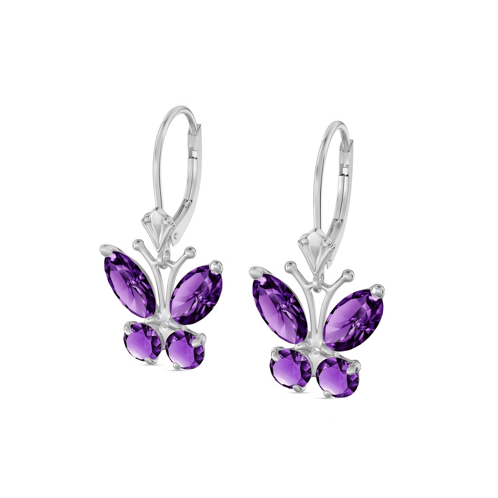 White Gold Aura Earrings Amethyst 10K — Luciana
