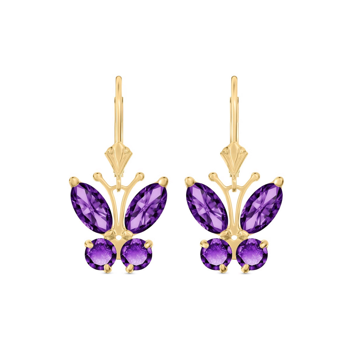 Yellow Gold Aura Earrings Amethyst 10K — Luciana