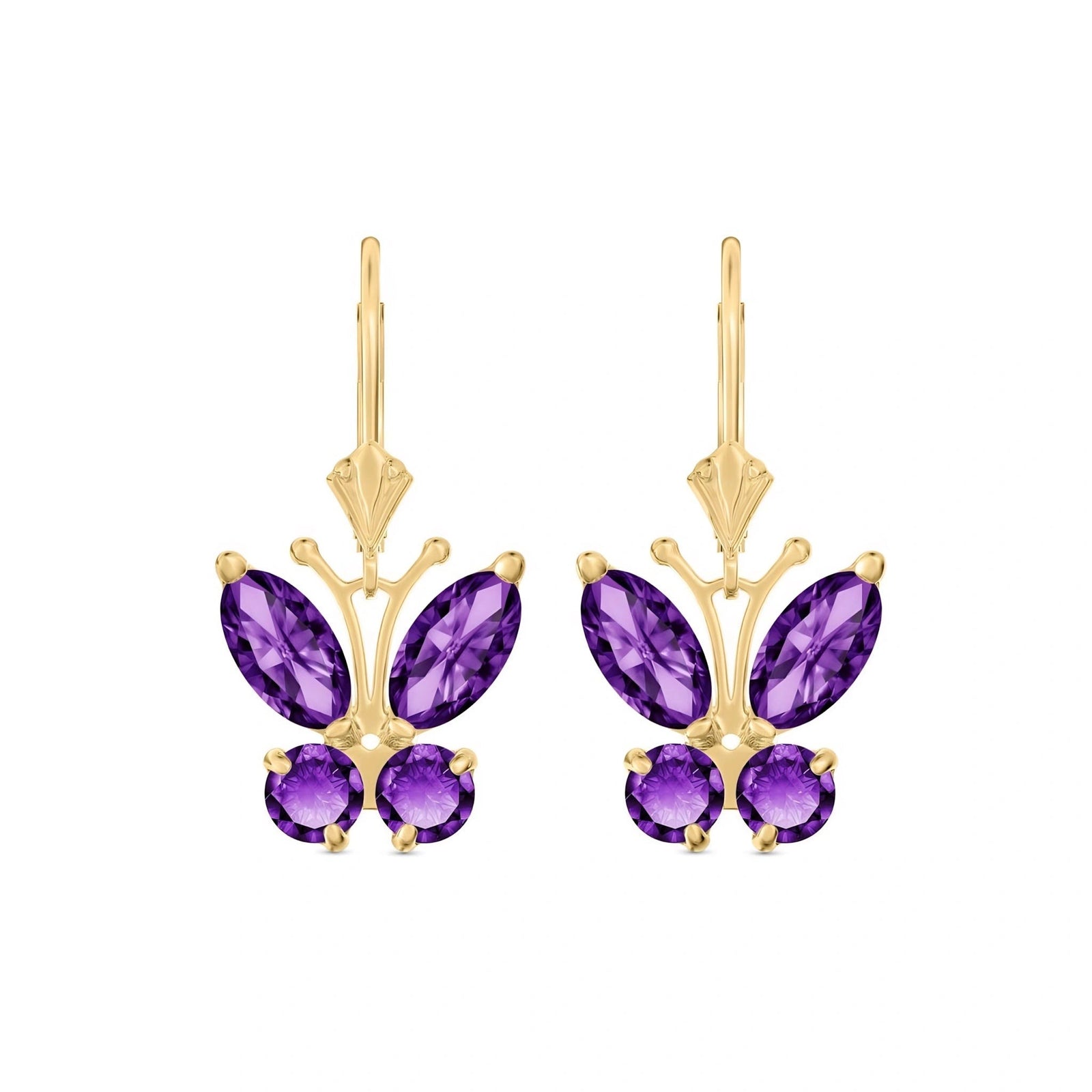Yellow Gold Aura Earrings Amethyst 10K — Luciana