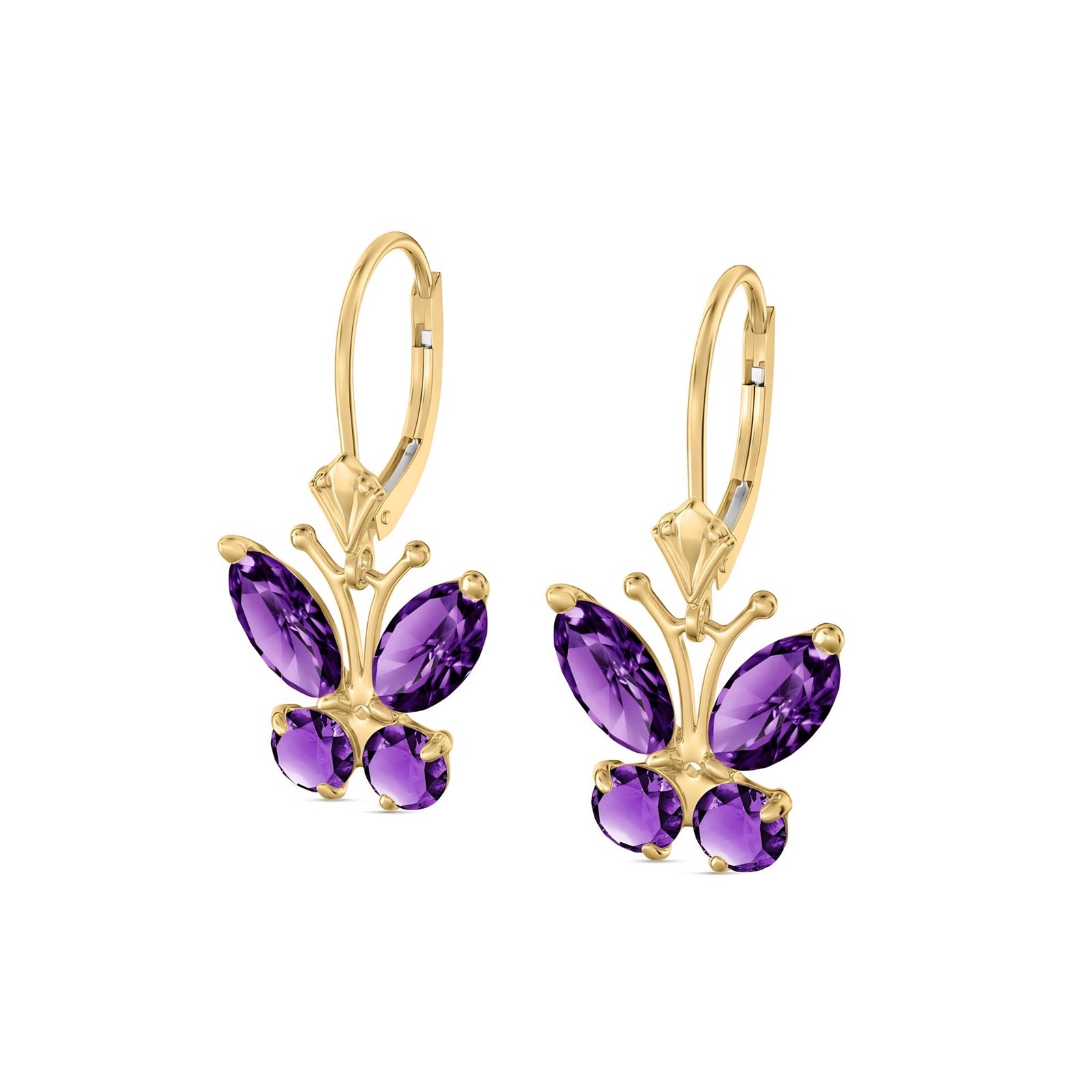 Yellow Gold Aura Earrings Amethyst 10K — Luciana