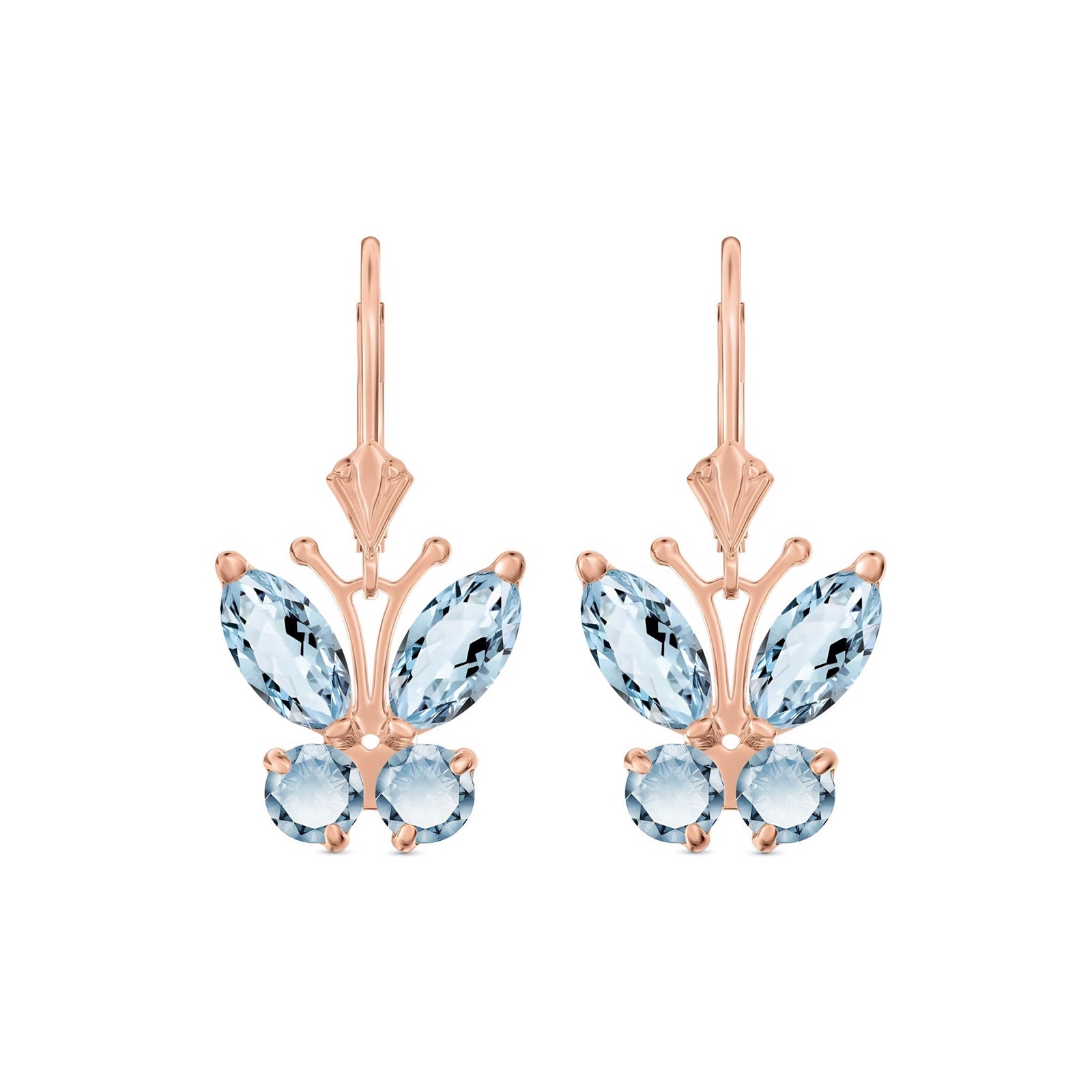 Rose Gold Aura Earrings Aquamarine 10K — Luciana