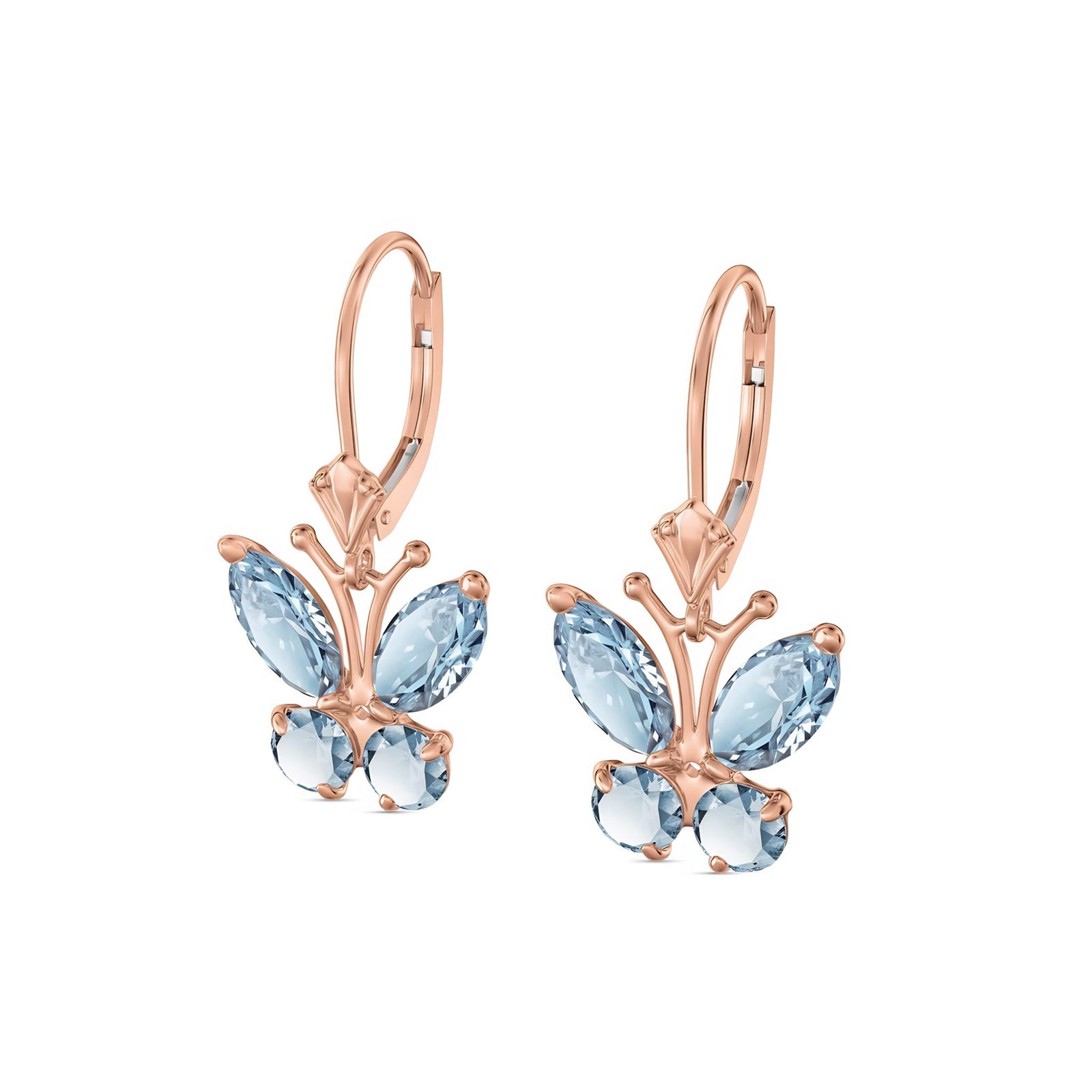 Rose Gold Aura Earrings Aquamarine 10K — Luciana