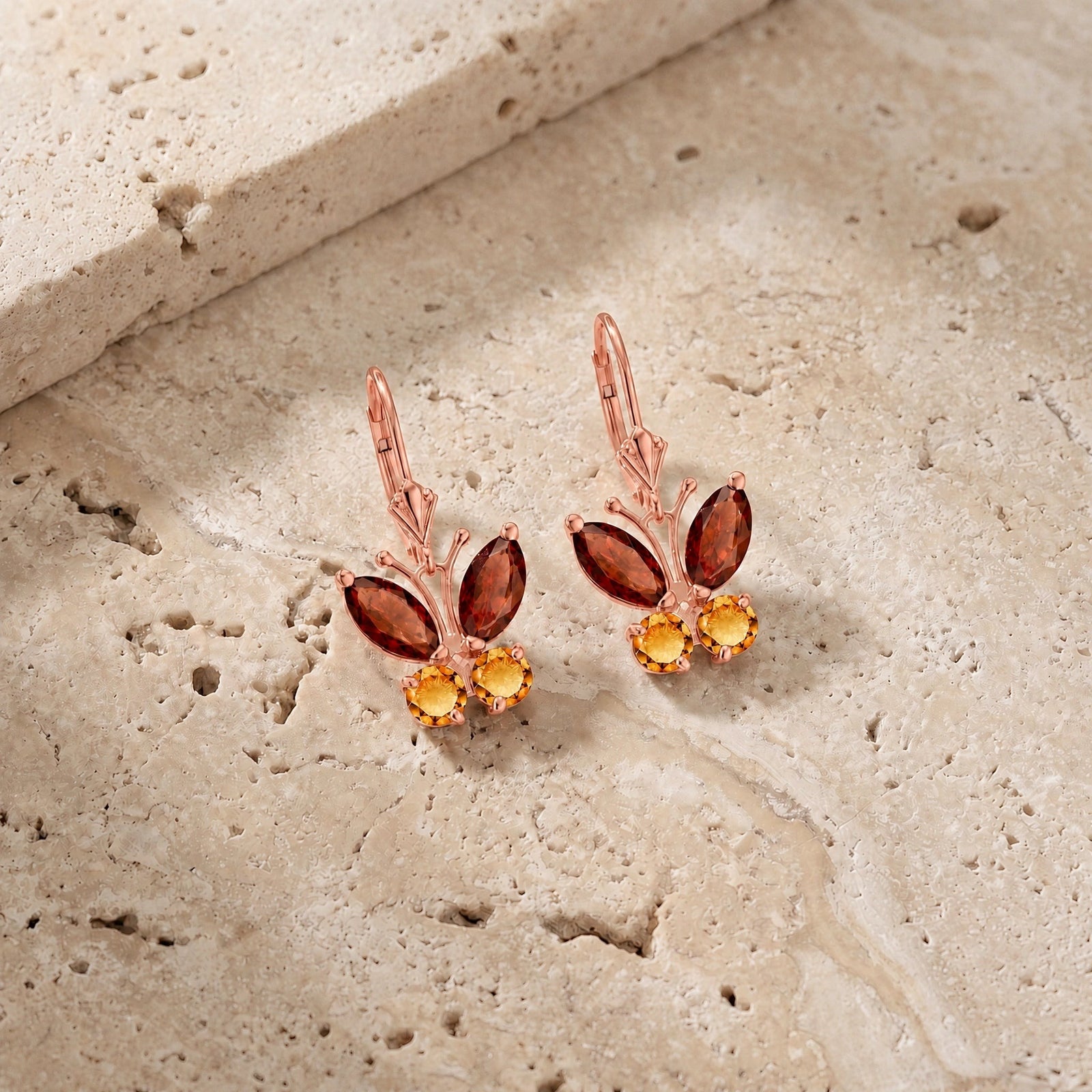 Rose Gold Aura Earrings Aquamarine 10K — Luciana
