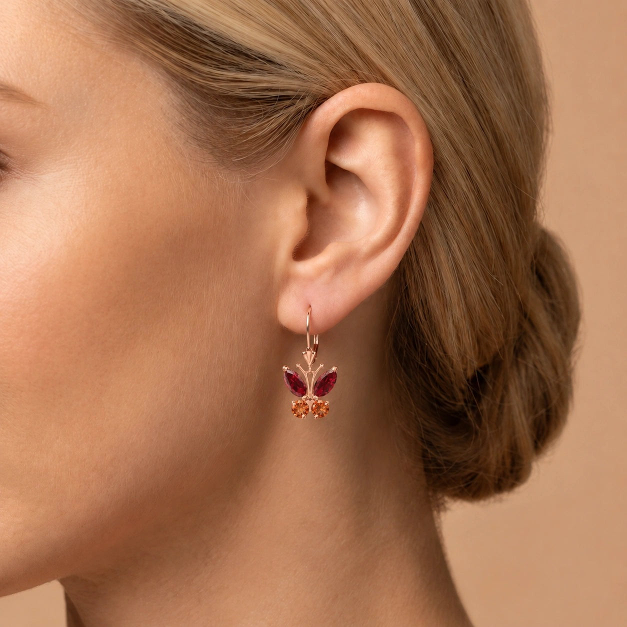 Rose Gold Aura Earrings Aquamarine 10K — Luciana