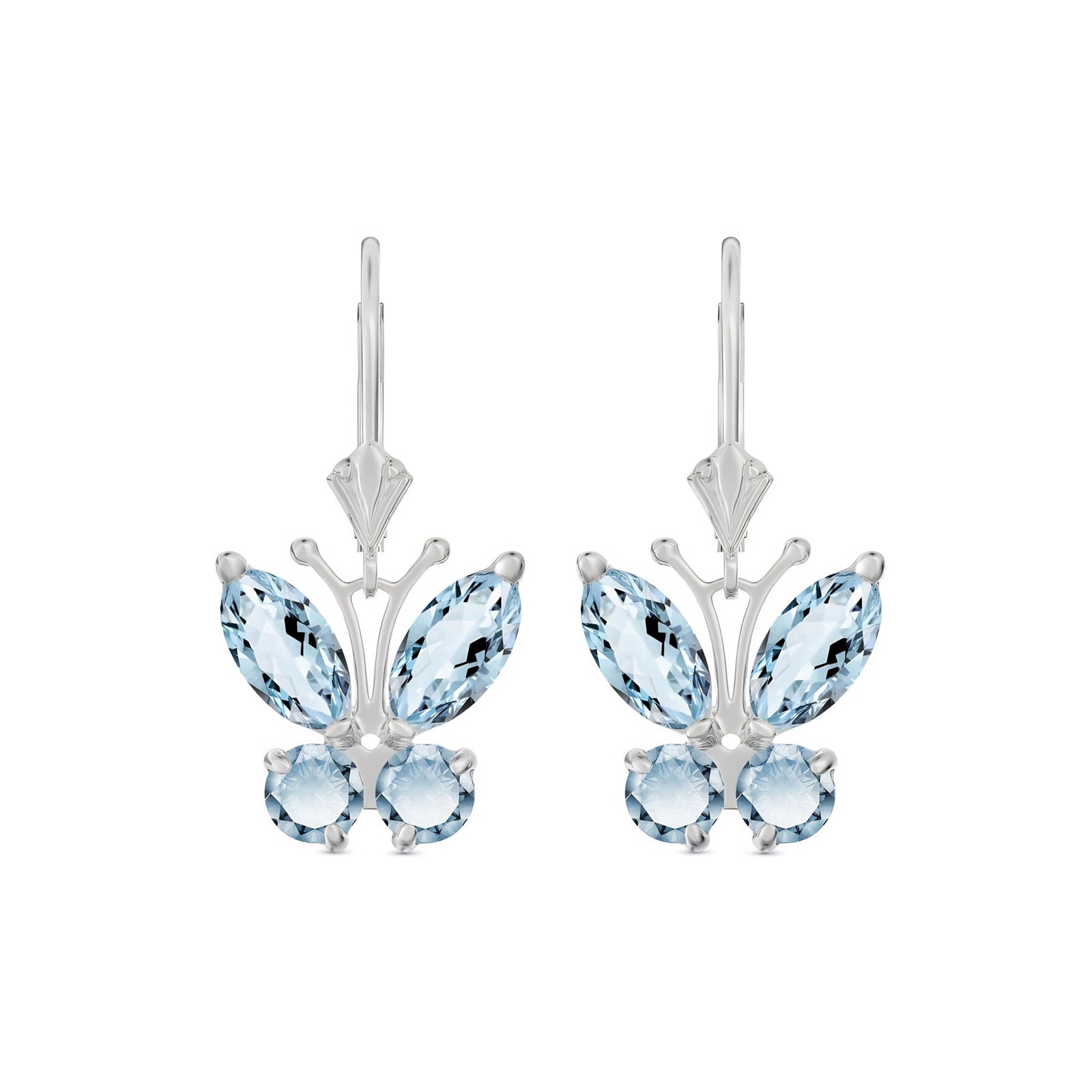 White Gold Aura Earrings Aquamarine 10K — Luciana