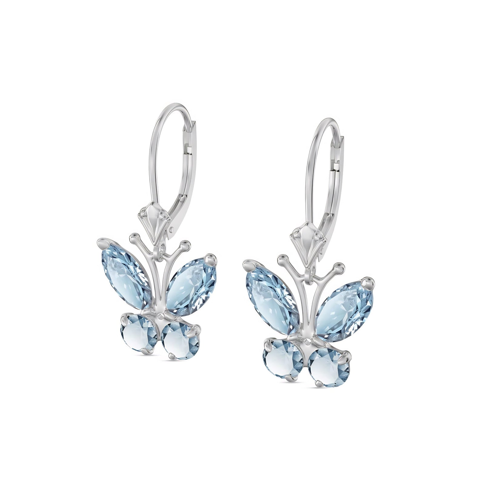 White Gold Aura Earrings Aquamarine 10K — Luciana