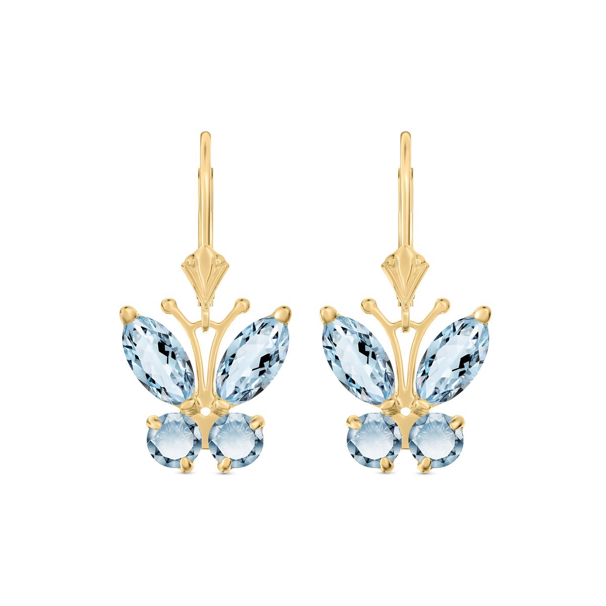 Yellow Gold Aura Earrings Aquamarine 10K — Luciana