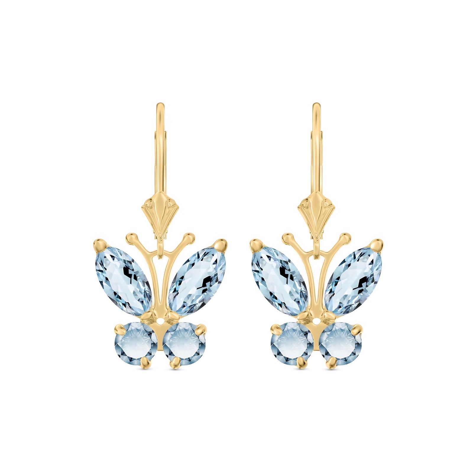 Yellow Gold Aura Earrings Aquamarine 10K — Luciana