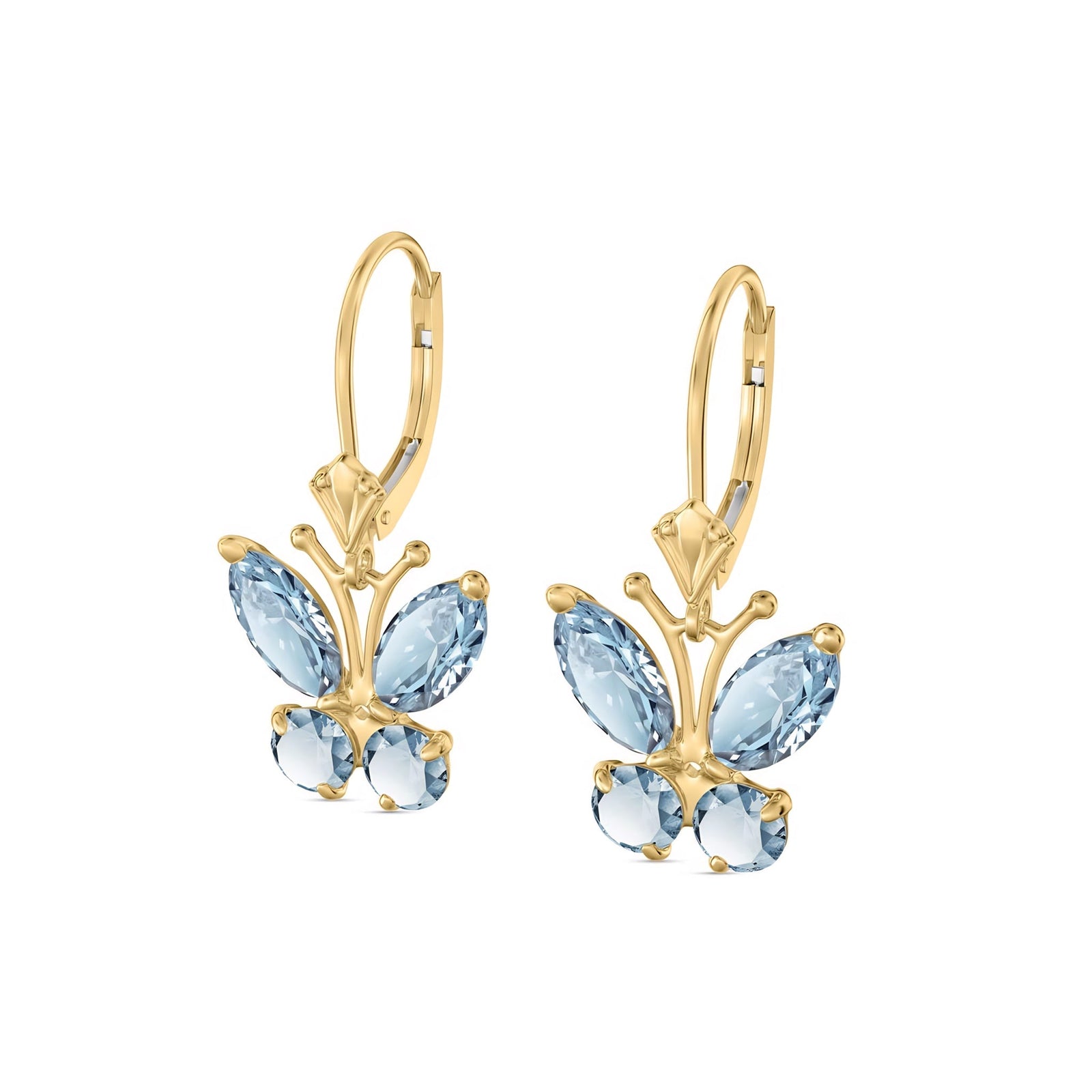 Yellow Gold Aura Earrings Aquamarine 10K — Luciana