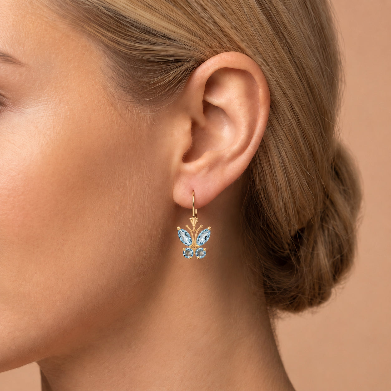 Yellow Gold Aura Earrings Aquamarine 10K — Luciana
