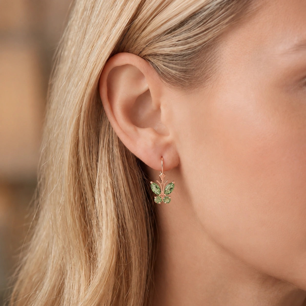 Rose Gold Aura Earrings Blue Topaz 10K — Luciana