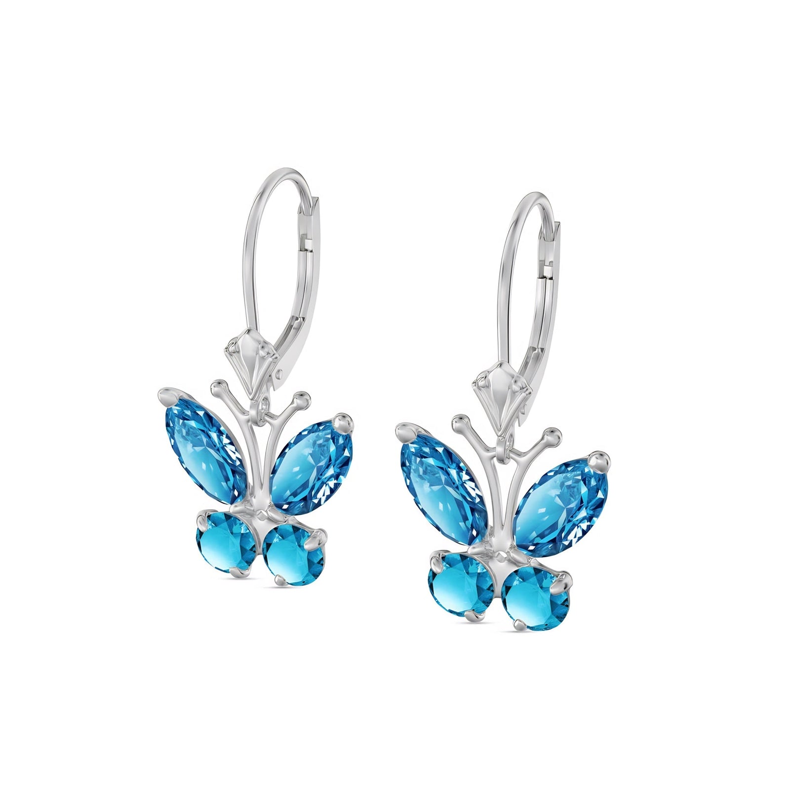 White Gold Aura Earrings Blue Topaz 10K — Luciana